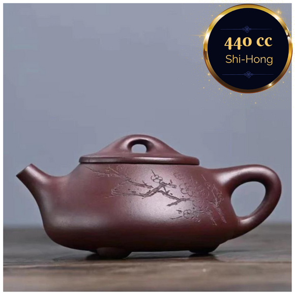 Zisha teapot Jing Zhou Shi Piao, handmade by artist Level 3, WANG Jun-Feng 王俊峰（L3-2018）Shi Hong 石红“景洲石瓢”