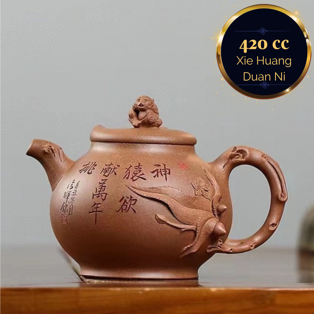 Zisha teapot LONG-LIFE MONKEY, handmade by artist Level 2, MU 