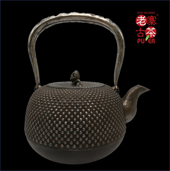 Japan Nanbu Satetsu Tetsubin, 日本南部砂铁瓶，齐峰 南部霰文 - Old Village Puer 老寨古茶