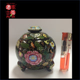 Porcelain Incense Burner from Jing De Zhen Kangxi Famille Rose 景德镇 宝瓷林 黑地珐琅彩 香炉 - Old Village Puer 老寨古茶