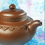 Zisha teapot Yun Jian Ru Yi, handmade by Artist Level 2, CAO Lan Fang 曹兰芳 L2-2011   紫泥“三脚云肩如意”