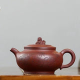 Zisha teapot LION, handmade by artist Level 2, MU Ming-Long 穆明龙（L2-2019）底槽青 瑞狮