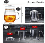 OVP Borosilicate Glass Cup with Filter and Lid - Old Village Puer 老寨古茶