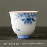 OVP white porcelain tasting cups, Flower Fairy shape hand-drawn 50ml 德化手绘白瓷花神杯