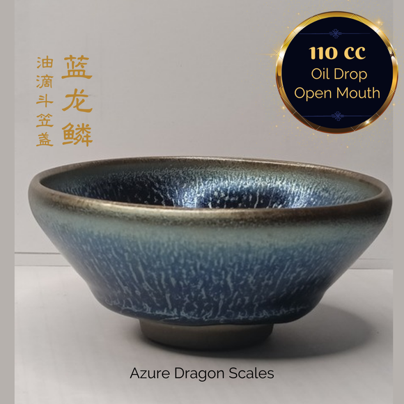 Premium Jianzhan (Tenmoku) Tea Bowls, Jian Ware, Azure Dragon Scales 建盏 品茗茶碗 蓝龙鳞斗笠盏