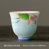 OVP white porcelain tasting cups, Flower Fairy shape hand-drawn 50ml 德化手绘白瓷花神杯