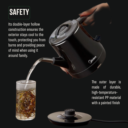 Electrical Tea Kettle 600ml by Midea - Safe and Convenient for Your Family
