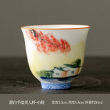 OVP white porcelain tasting cups, Flower Fairy shape hand-drawn 50ml 德化手绘白瓷花神杯