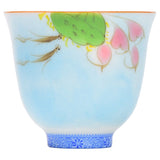 OVP white porcelain tasting cups, Flower Fairy shape hand-drawn 50ml 德化手绘白瓷花神杯