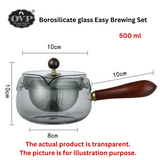 Borosilicate Glass Rotation Teapot with handle 500ml