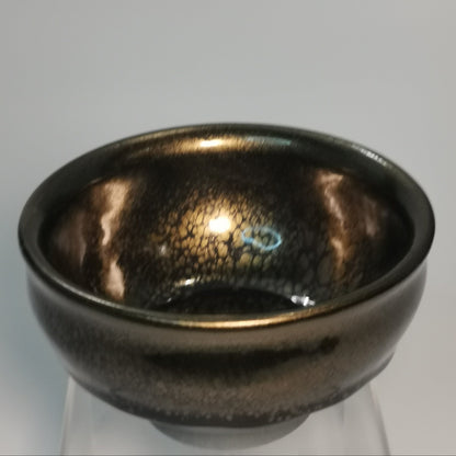 Huang Meijin Golden Oil Drop Incense-Burner Jianzhan Tenmoku Cha-wan HMJ040｜Jian Ware Tea Bowl with Certificate｜黄美金 金油滴香炉盏