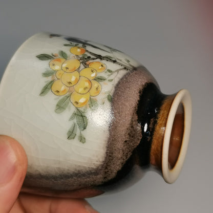 Xu Yafeng Jingdezhen Porcelain Tea Cup – Loquat & Magpie｜中国工艺美术大师 徐亚凤 · 枇杷喜鹊 闻香杯