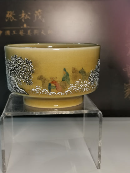 Zhang Songmao Jingdezhen Porcelain Tea Cup – Three Visits to the Thatched Cottage｜中国工艺美术大师 张松茂 · 三顾茅庐 风雪访贤 扳指杯