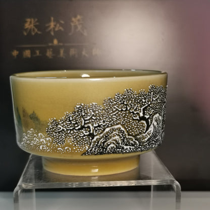 Zhang Songmao Jingdezhen Porcelain Tea Cup – Three Visits to the Thatched Cottage｜中国工艺美术大师 张松茂 · 三顾茅庐 风雪访贤 扳指杯