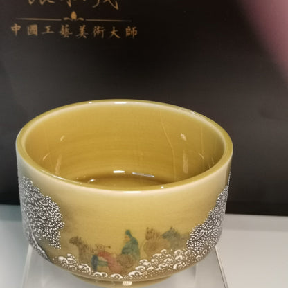 Zhang Songmao Jingdezhen Porcelain Tea Cup – Three Visits to the Thatched Cottage｜中国工艺美术大师 张松茂 · 三顾茅庐 风雪访贤 扳指杯