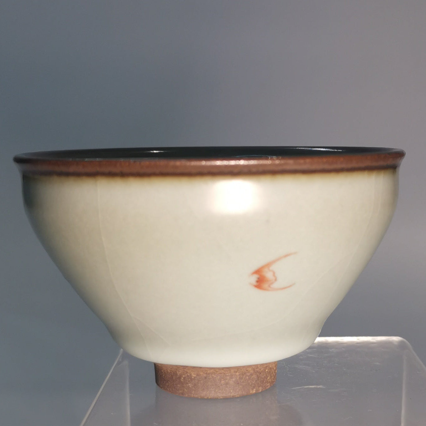 Yang Feiyan Hand-Painted Shoutao Jianzhan Tea Bowl YFY043｜Porcelain-Glazed Jian Ware with Certificate｜杨飞燕 手绘寿桃建盏