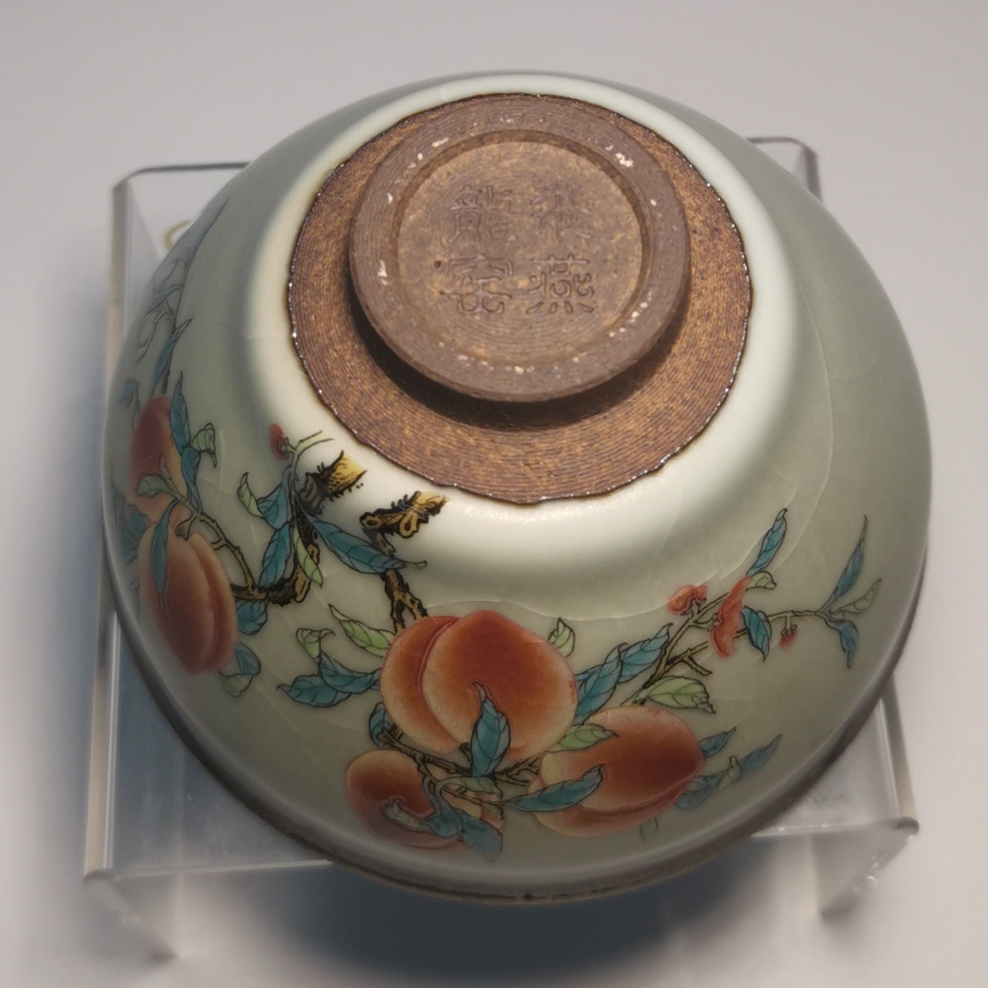 Yang Feiyan Hand-Painted Shoutao Jianzhan Tea Bowl YFY043｜Porcelain-Glazed Jian Ware with Certificate｜杨飞燕 手绘寿桃建盏