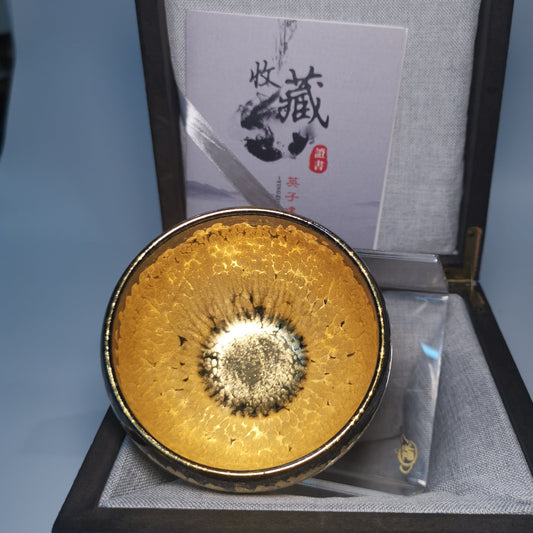 Li Ying Golden Jianzhan Offering Bowl LY047｜Gold Glaze Jian Ware with Certificate｜李英 金钵 盏