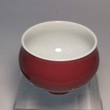 Fu Lu Shuang Zhi Warm Red Porcelain Cup Pair by Xiu Guangming｜2024 BRICS Official Event Gift｜修光明 福禄双至 暖红 福禄对杯