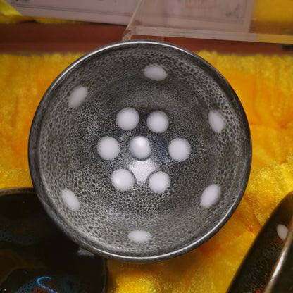 Cai Qiandi 6-Piece Jianzhan Tea Cup Set CQD046｜Six Kiln-Glaze Expressions with Certificate｜蔡牵俤 六件套建盏茶杯
