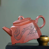 Zisha teapot DE ZHONG, handmade by skillful artist CHEN Hu 陈虎 紫泥 六方德钟