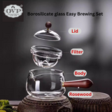 Borosilicate Glass Rotation Teapot with handle 500ml