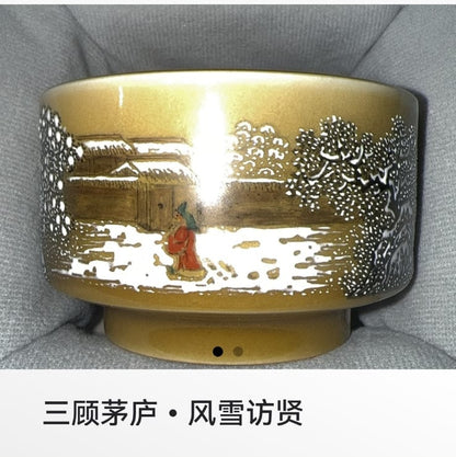Zhang Songmao Jingdezhen Porcelain Tea Cup – Three Visits to the Thatched Cottage｜中国工艺美术大师 张松茂 · 三顾茅庐 风雪访贤 扳指杯