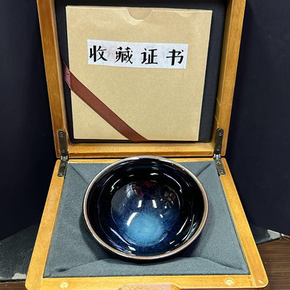 Sun Jianxing Wujin Blue Jianzhan Tenmoku Cha-wan SJX033｜Jian Ware Tea Bowl with Certificate｜孙建兴 乌金蓝盏