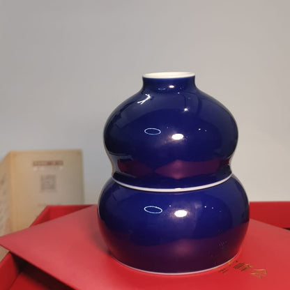 Fu Lu Shuang Zhi Ji Blue Porcelain Cup Pair by Xiu Guangming｜2024 BRICS Official Event Gift｜修光明 福禄双至 霁蓝 福禄对杯