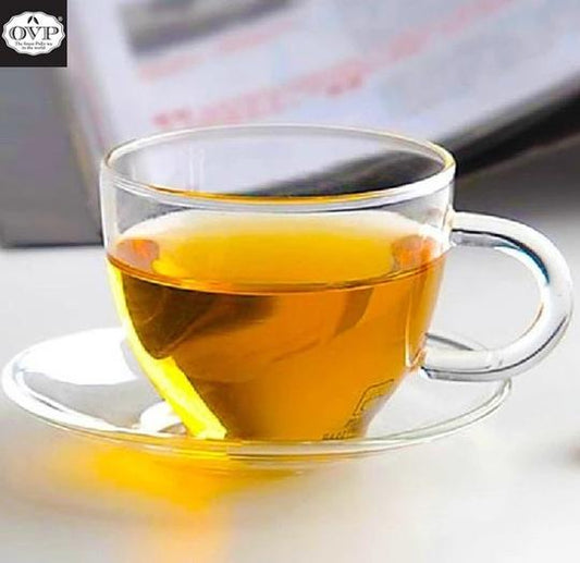 OVP Borosilicate Glass Teacup with Saucer - Old Village Puer 老寨古茶
