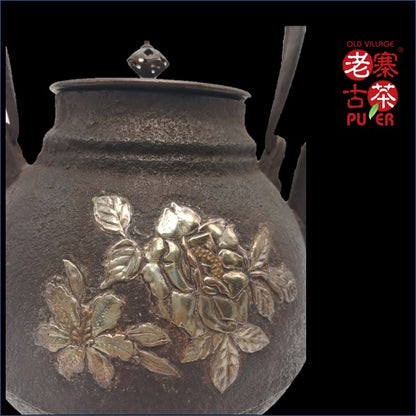 Japan Kyoto Tetsubin, Rynbundo 日本京都老铁瓶，龍文堂 牡丹百合 - Old Village Puer 老寨古茶