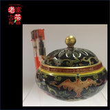 Porcelain Incense Burner from Jing De Zhen Kangxi Famille Rose 景德镇 宝瓷林 黑地珐琅彩 香炉 - Old Village Puer 老寨古茶