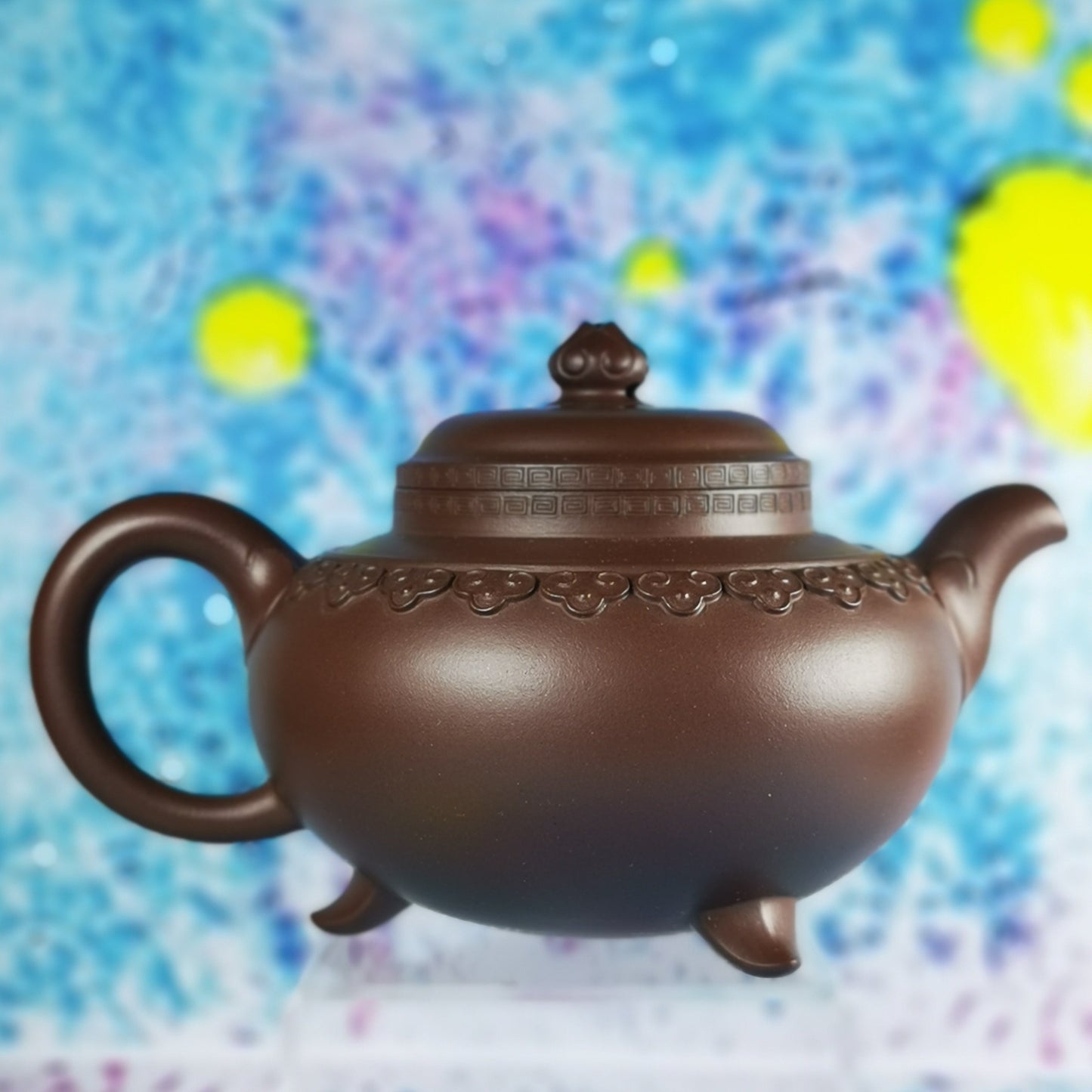 宜兴紫砂壶 紫泥 三脚云肩如意 曹兰芳 国家级高级工艺美术师 作品