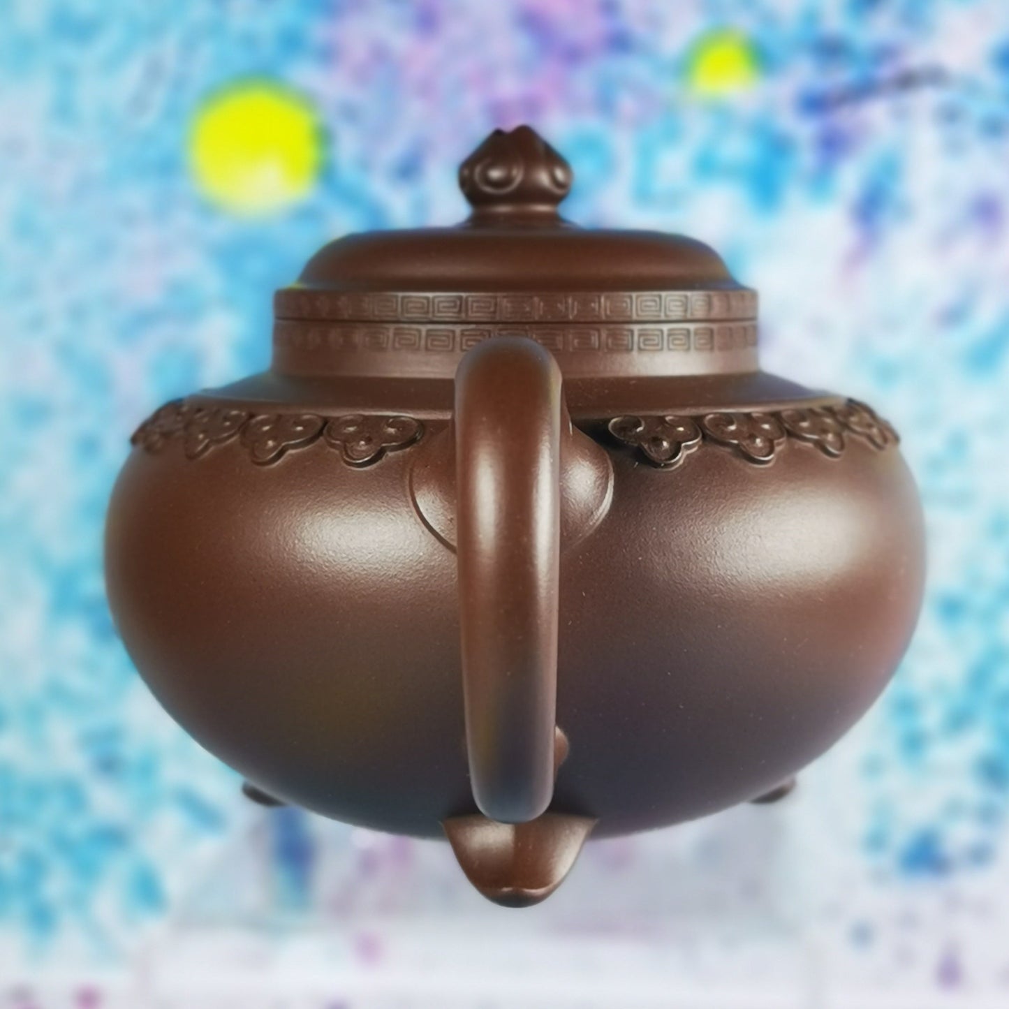 宜兴紫砂壶 紫泥 三脚云肩如意 曹兰芳 国家级高级工艺美术师 作品