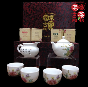 Porcelain Tea set of 6s from Jing De Zhen 景德镇 六件套装 高级礼品茶具 国色天香 - Old Village Puer 老寨古茶