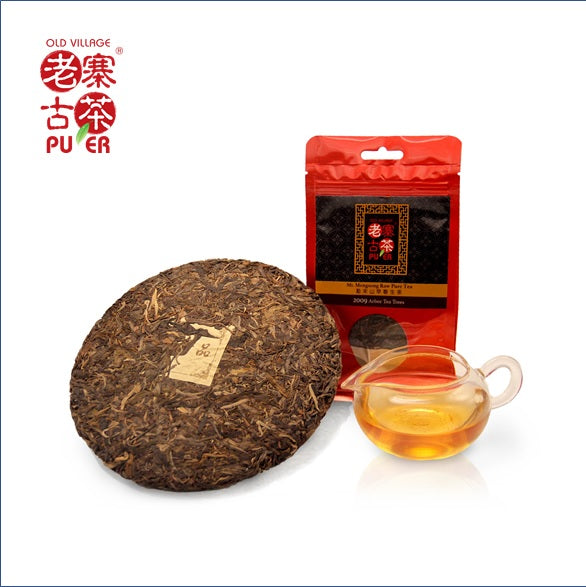 Mt. Mengsong Raw PuEr tea cake, arbor trees, 2009 Spring 勐宋山 老树普洱生茶 - Old Village Puer 老寨古茶