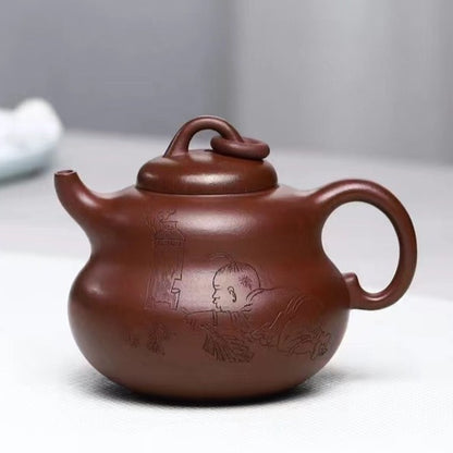 龙血砂 福禄（葫芦）紫砂壶 国家级 工艺美术员 朱丽萍 Yixing Zisha teapot handmade by artist Level 5, ZHU Li-Ping（L5-2012）Dragon Blood (Jiang Po Ni) Calabash (HU LU) Shape