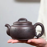Zisha teapot by artist Level 2, MU Ming-Long 穆明龙（L2-2019）稀有天青泥 矮环龙