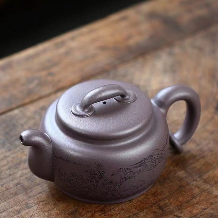 宜兴紫砂壶 稀有天青泥 矮环龙 穆明龙 国家级高级工艺美术师 作品