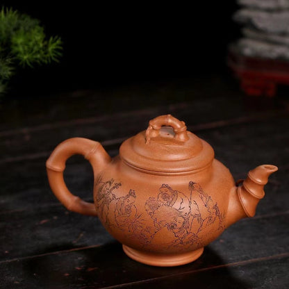 Zisha teapot Bamboo Xiao Ying, handmade by artist Level 2, MU Ming-Long 穆明龙（L2-2019）稀有蟹黄段泥"笑樱竹节" （收藏重器）