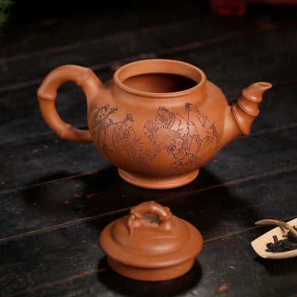 Zisha teapot Bamboo Xiao Ying, handmade by artist Level 2, MU Ming-Long 穆明龙（L2-2019）稀有蟹黄段泥"笑樱竹节" （收藏重器）