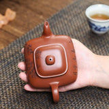 Zisha teapot Si Fang Chuan Lu, handmade by artist Level 3, YANG Fei 杨菲（L3-2021）家藏 小煤窑朱泥 紫砂壶 “四方传炉”
