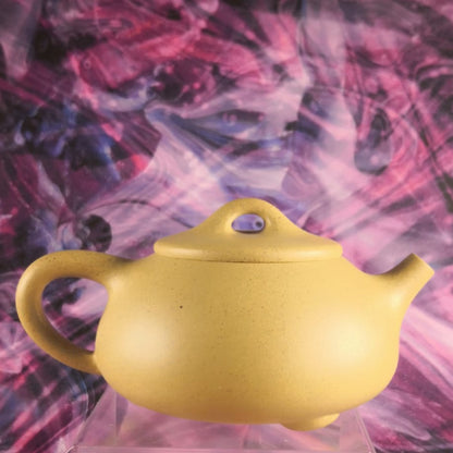 Zisha teapot Shi Piao , handmade y Artist Level 4, ZHANG Ke 张轲 (L4-2021) 黄金段泥 石瓢