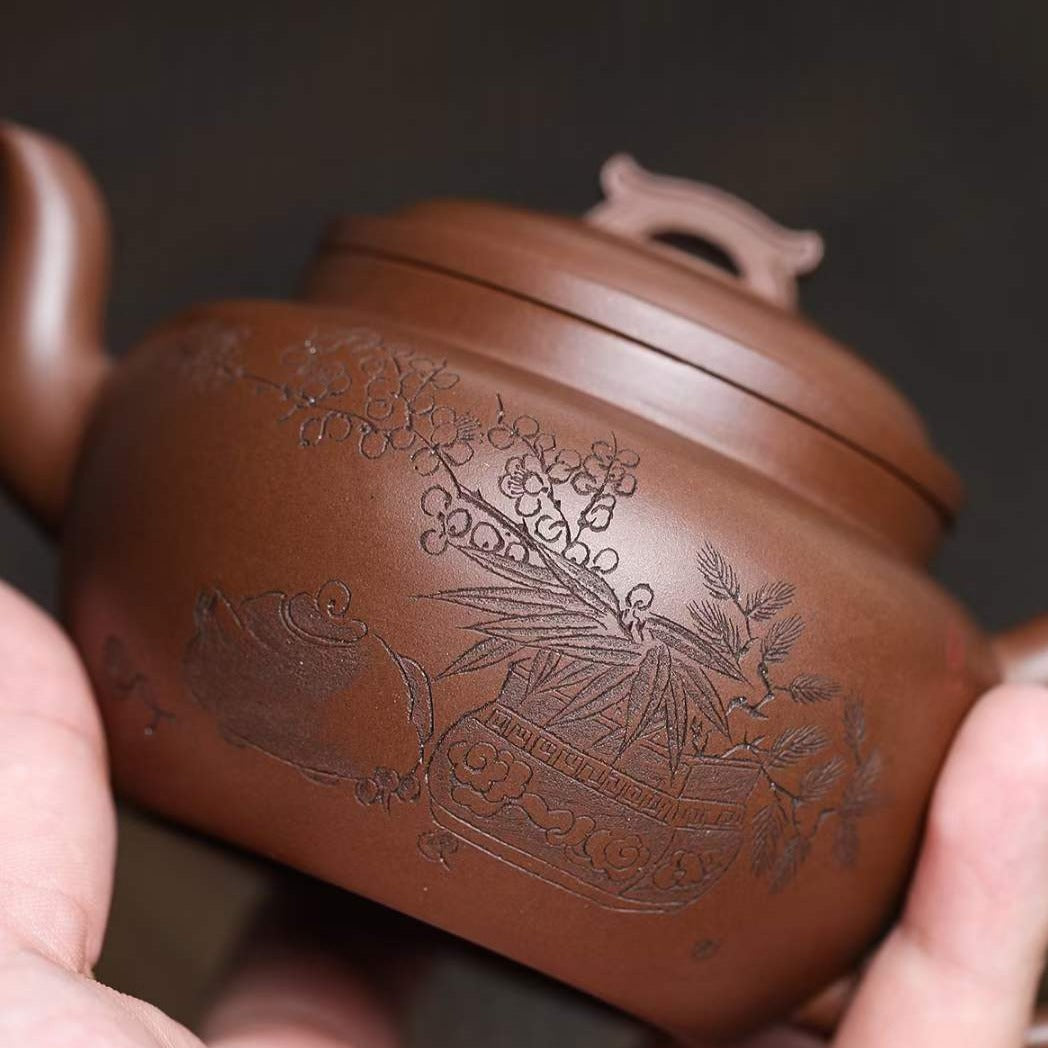Zisha teapot Yun Qiao, handmade by artist Level 3, YANG Fei 杨菲（L3-2021）文革紫泥 紫砂壶 “云桥”