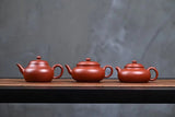 Zisha teapot Gong Deng, handmade by artist Level 3, CHEN Hua-Jun 陈华军（L3-2021）极品皱褶 小煤窑朱泥 紫砂壶 “扁宫灯”