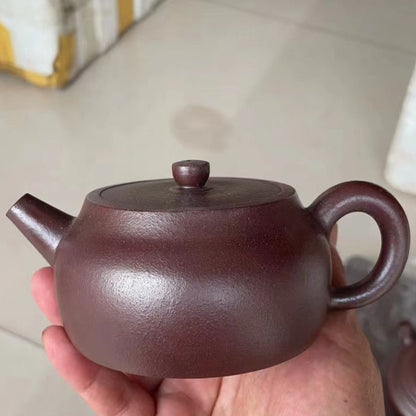 Zisha teapot De Zhong, handmade by artist Level 3, SHENG Zhong Jie 盛中杰（L3-2015）Shi Hong 石红“德中”