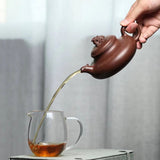 Zisha teapot DRAGON and PHOENIX, handmade by artist Level 3, YANG Fei 杨菲（L3-2021）老紫泥 紫砂壶 “龙凤呈祥1”